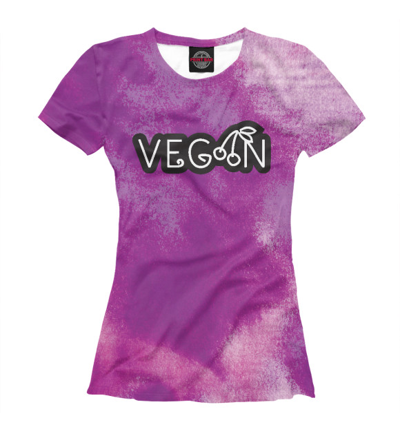 Женская футболка с изображением Vegan Cherry цвета Белый