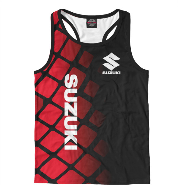 Мужская майка-борцовка с изображением Suzuki Сузуки цвета Белый