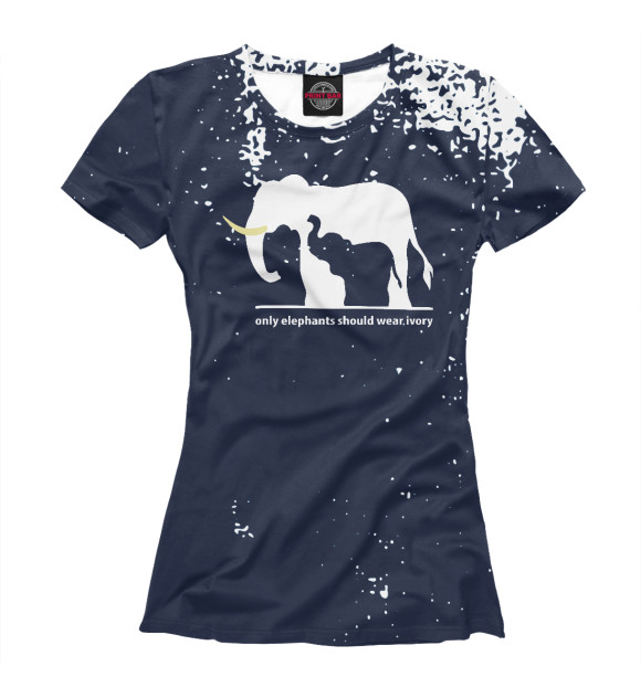 Женская футболка с изображением Elephants цвета Белый
