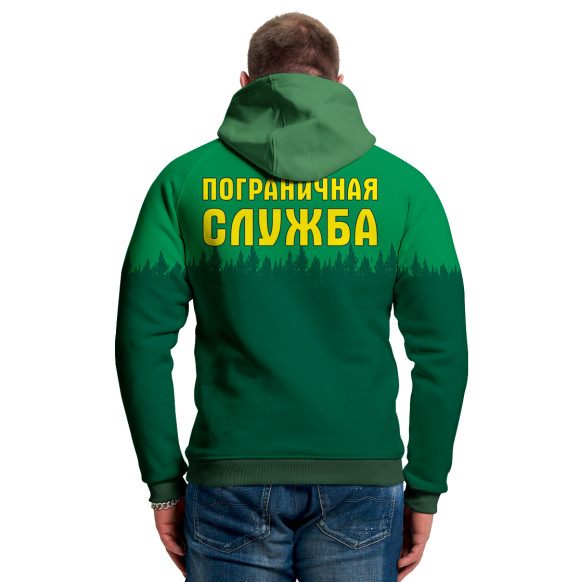 Мужское худи с изображением ПОГРАНИЧНЫЕ ВОЙСКА цвета Белый