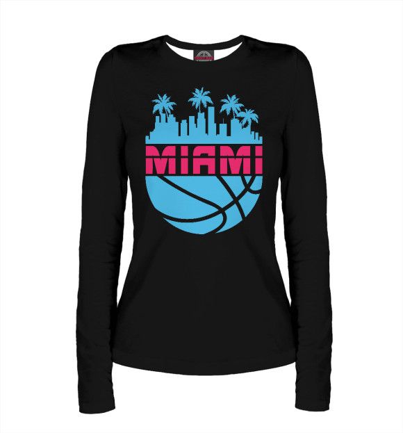 Женский лонгслив с изображением Miami Basketball цвета Белый