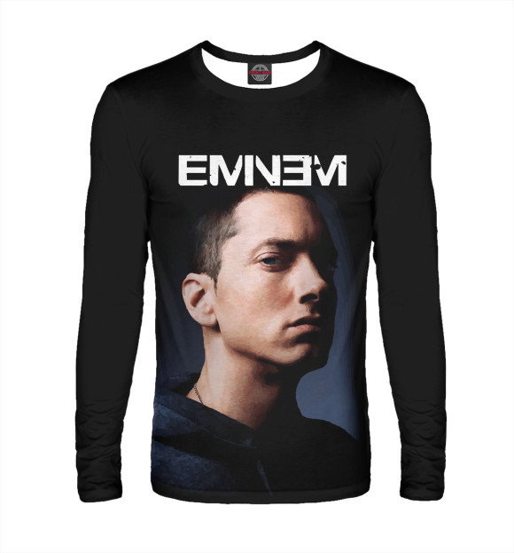 Мужской лонгслив с притом Eminem цвета Белый Мужской лонгслив с изображением Eminem цвета Белый