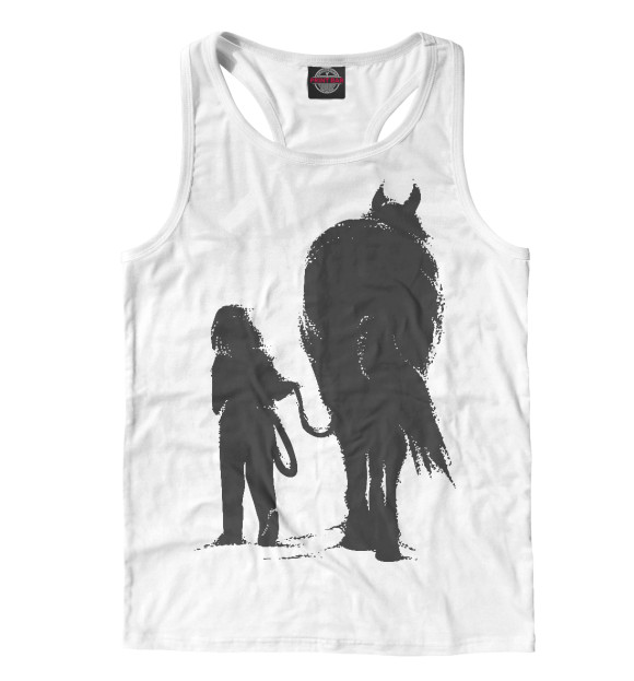 Мужская майка-борцовка с изображением Девочка и лошадь цвета Белый