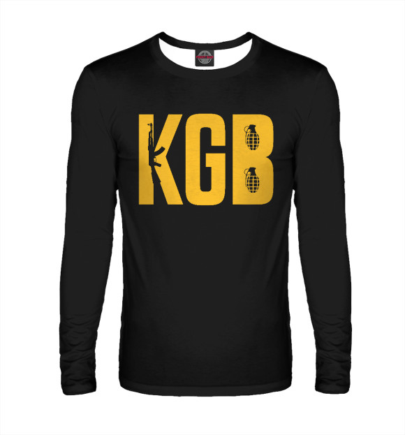 Мужской лонгслив с изображением KGB цвета Белый