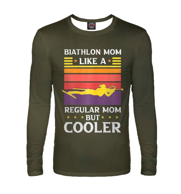 Мужской лонгслив с изображением Womens Biathlon Mom Like A цвета Белый