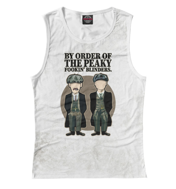 Женская майка с притом Острые козырьки цвета Белый Женская майка с изображением Острые козырьки цвета Белый