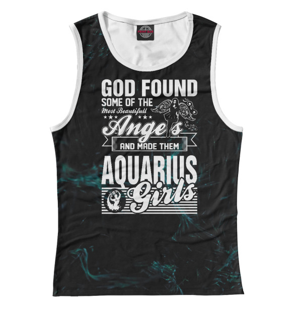 Женская майка с притом God Found Angels Aquarius цвета Белый Женская майка с изображением God Found Angels Aquarius цвета Белый