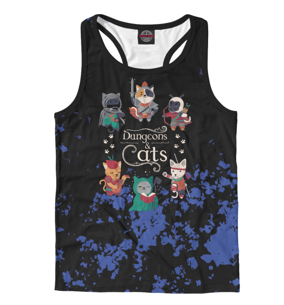 Мужская майка-борцовка с изображением Dungeons and cats цвета Белый