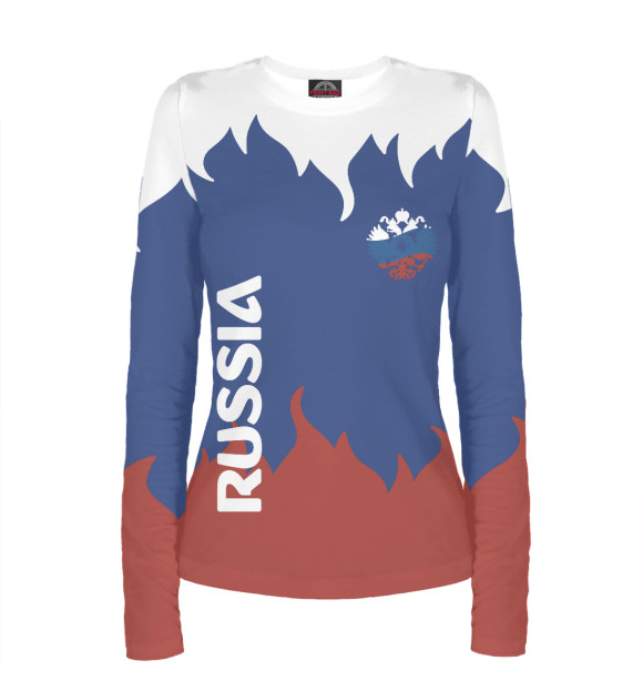 Женский лонгслив с изображением RUSSIA цвета Белый