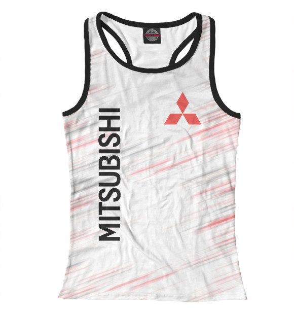 Женская майка-борцовка с изображением Mitsubishi цвета Белый