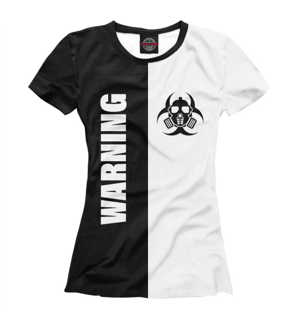 Женская футболка с изображением Warning Virus цвета Белый