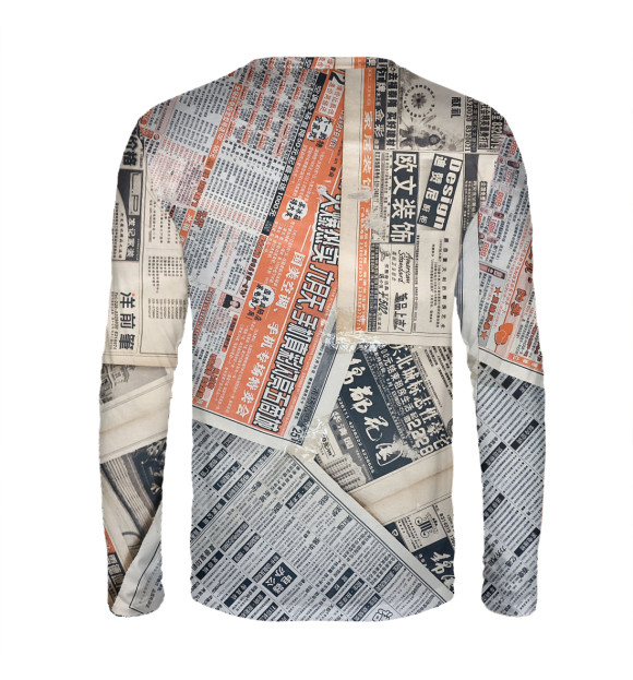 Мужской лонгслив с изображением Газеты цвета Белый