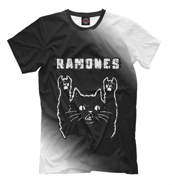 Мужская футболка «Ramones + Рок Кот» — футболка с принтом, магазин Print Bar