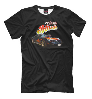 Мужская футболка Chevrolet Corvette на черном фоне