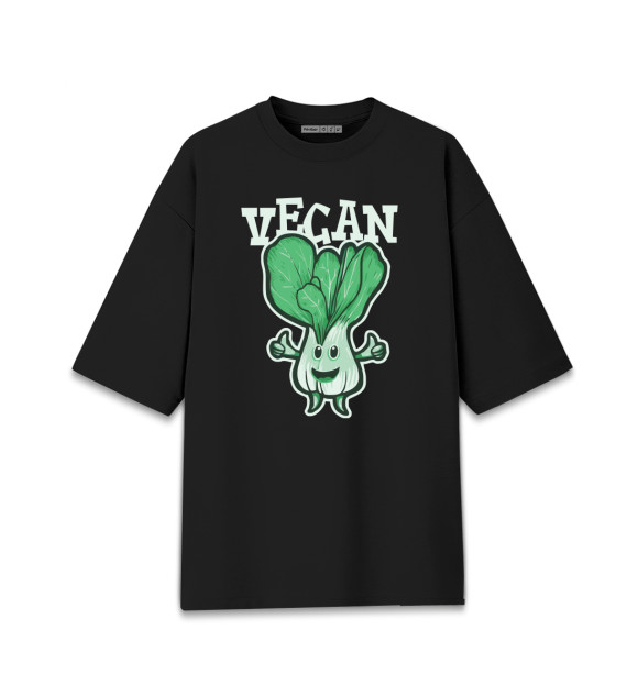 Мужская футболка оверсайз с изображением Веган цвета Черный