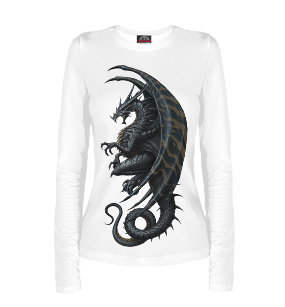 Женский лонгслив с изображением Дракон цвета Белый