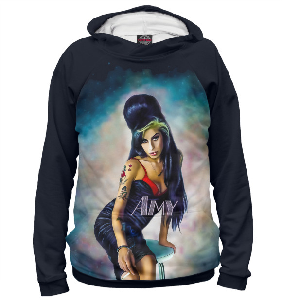Женское худи с изображением Amy Winehouse цвета Белый