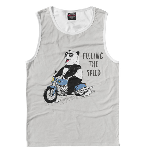 Майка для мальчика с изображением Панда на мотоцикле цвета Белый