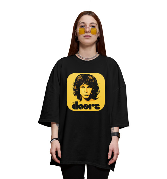 Женская футболка оверсайз с притом The Doors цвета Черный Женская футболка оверсайз с изображением The Doors цвета Черный