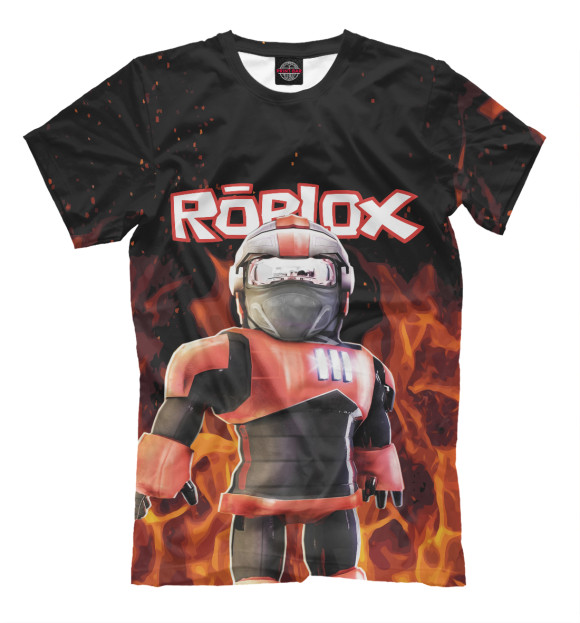 Мужская футболка с изображением Роблокс огонь | Пожарный цвета Белый