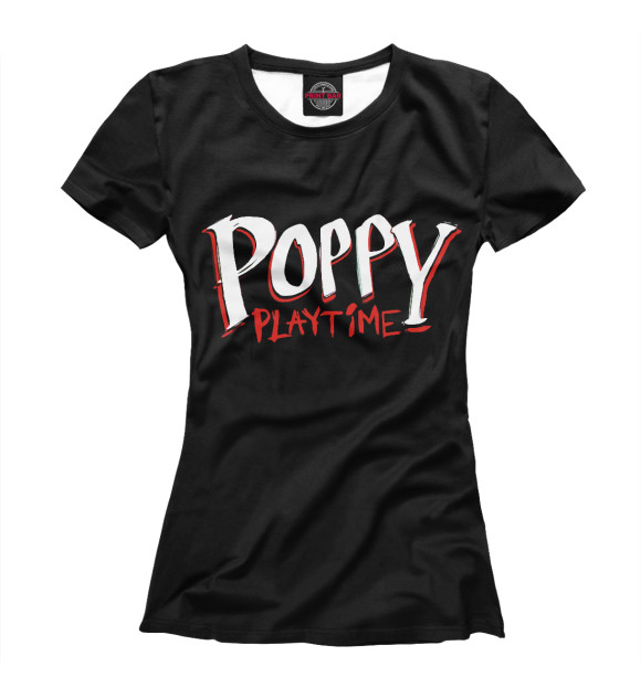 Женская футболка с изображением Poppy Playtime логотип цвета Белый