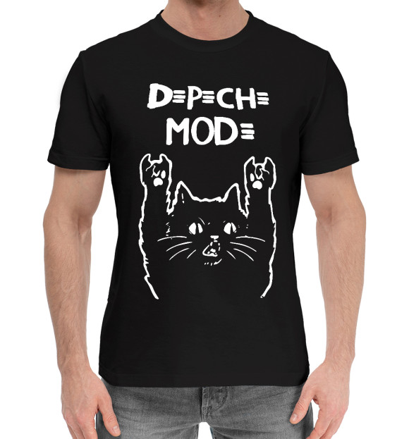 Мужская хлопковая футболка с изображением Depeche Mode, Депеш мод цвета Черный