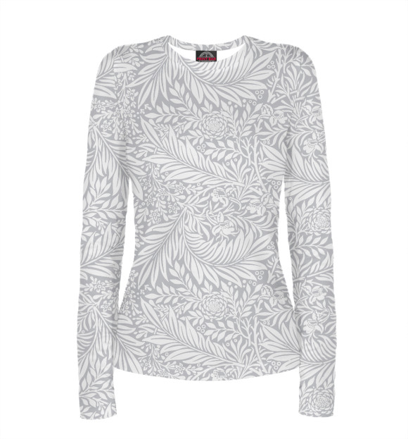 Женский лонгслив с притом Орнамент флоры цвета Белый Женский лонгслив с изображением Орнамент флоры цвета Белый