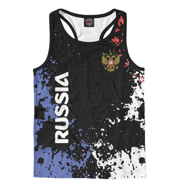 Мужская майка-борцовка с изображением RUSSIA цвета Белый