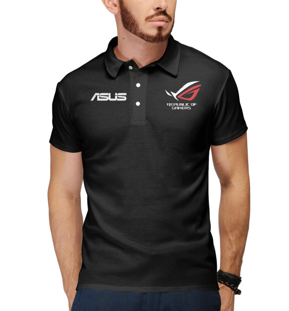 Мужское поло с изображением Asus Republic of Gamers цвета Белый