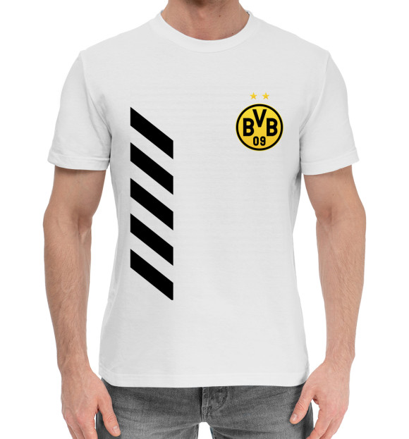 Мужская хлопковая футболка с изображением Borussia цвета Белый