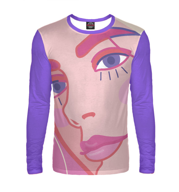 Мужской лонгслив с изображением Яркий женский портрет цвета Белый