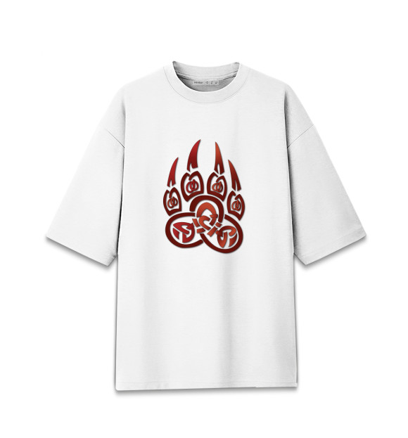 Мужская футболка оверсайз с притом Лапа медведя цвета Белый Мужская футболка оверсайз с изображением Лапа медведя цвета Белый