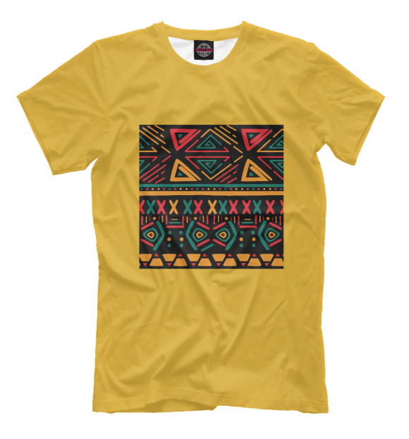 Мужская футболка с изображением Африканские узоры (square) цвета Белый