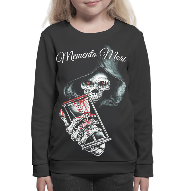 Свитшот для девочек с изображением Memento mori скелет цвета Белый