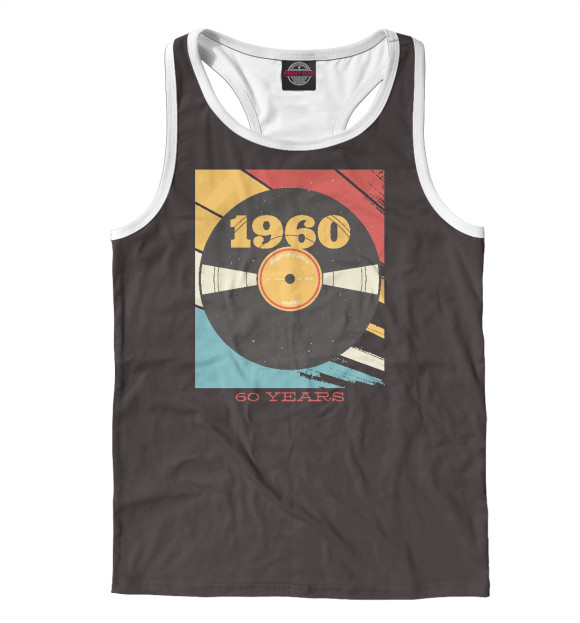 Мужская майка-борцовка с изображением Retro vynil цвета Белый