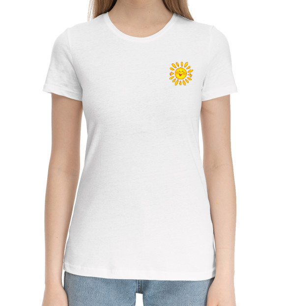 Женская хлопковая футболка с изображением Маленькое солнышко цвета Белый