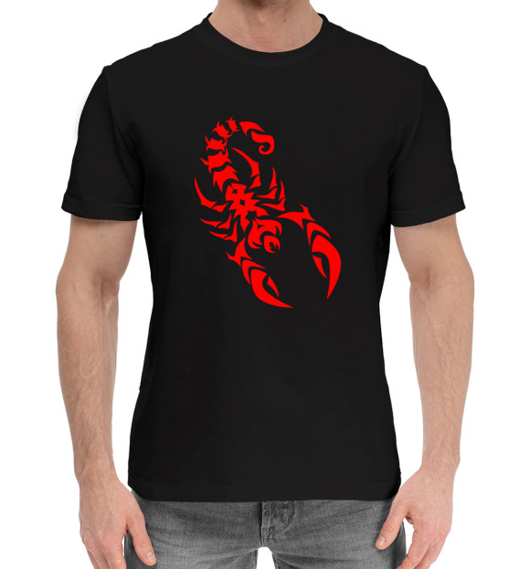 Мужская хлопковая футболка с изображением Скорпион цвета Черный