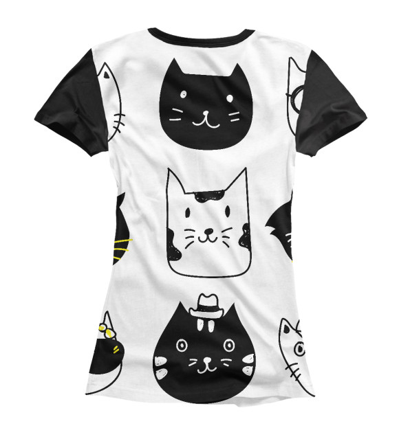 Женская футболка с изображением Мордочки котов цвета Белый