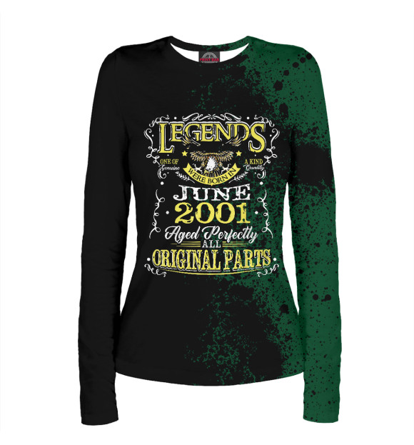 Женский лонгслив с изображением Legend Born June 2001 цвета Белый