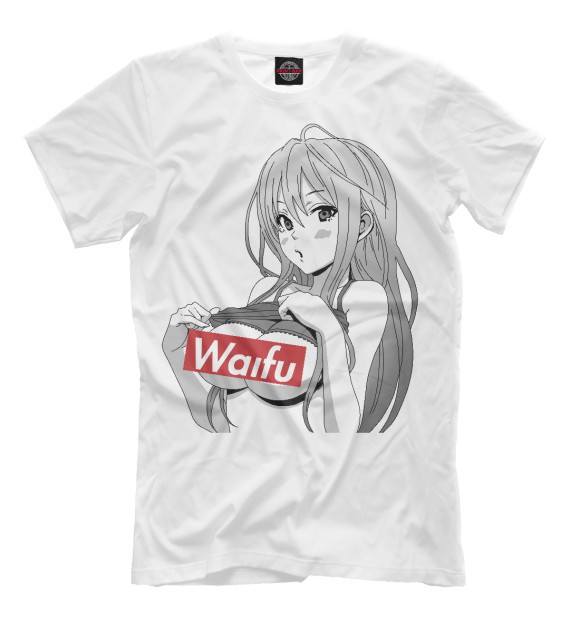 Мужская футболка с изображением Waifu цвета Белый