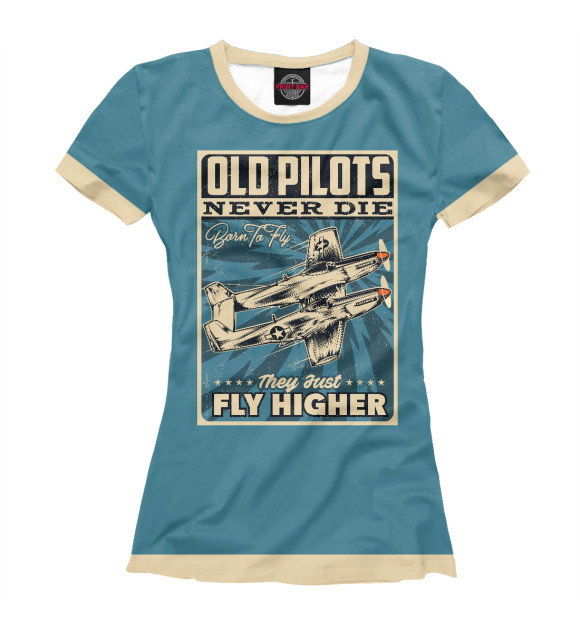 Женская футболка с изображением Old pilots цвета Белый