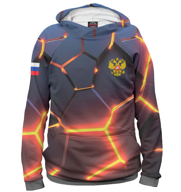 Женское худи с изображением Герб России 3D плиты цвета Белый