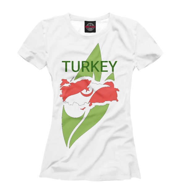 Футболка для девочек с изображением Turkey цвета Белый