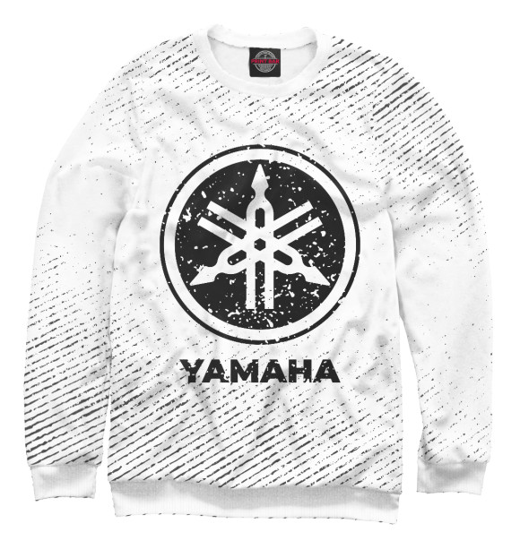 Мужской свитшот с изображением Yamaha гранж светлый цвета Белый
