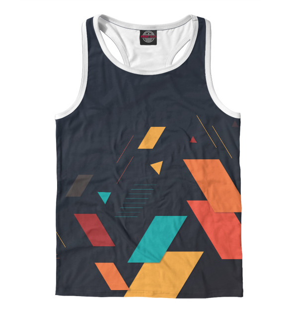 Мужская майка-борцовка с изображением Хаос в геометрии цвета Белый