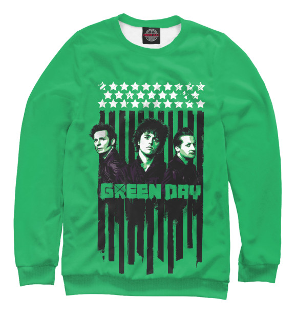 Мужской свитшот с изображением Green Day цвета Белый