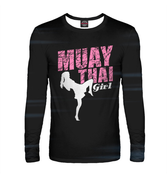 Мужской лонгслив с изображением Muay Thai Girl цвета Белый