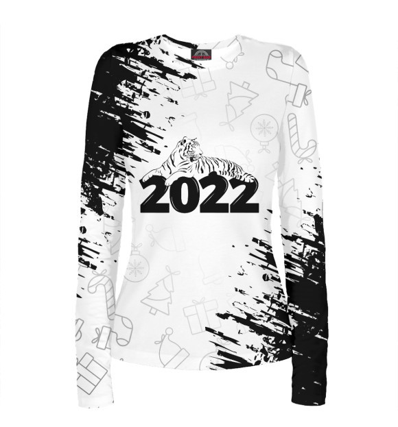 Женский лонгслив с изображением Год Тигра 2022 цвета Белый