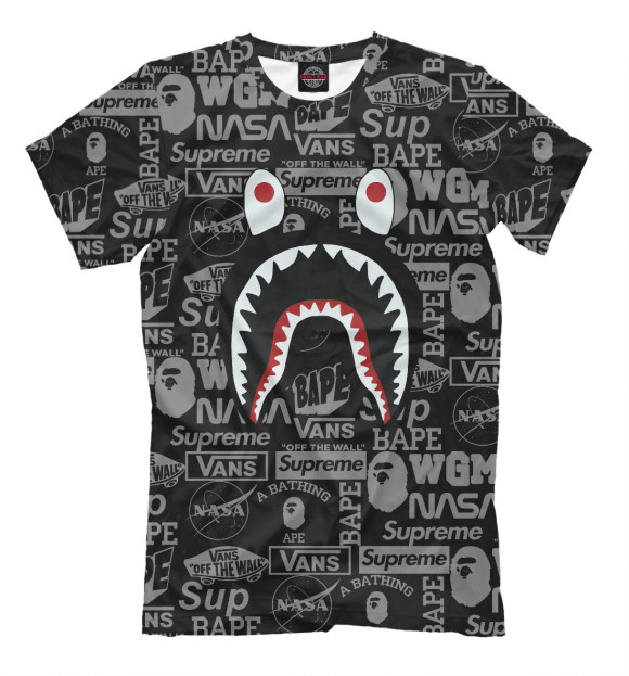 Футболка для мальчиков с изображением Bape shark цвета Белый