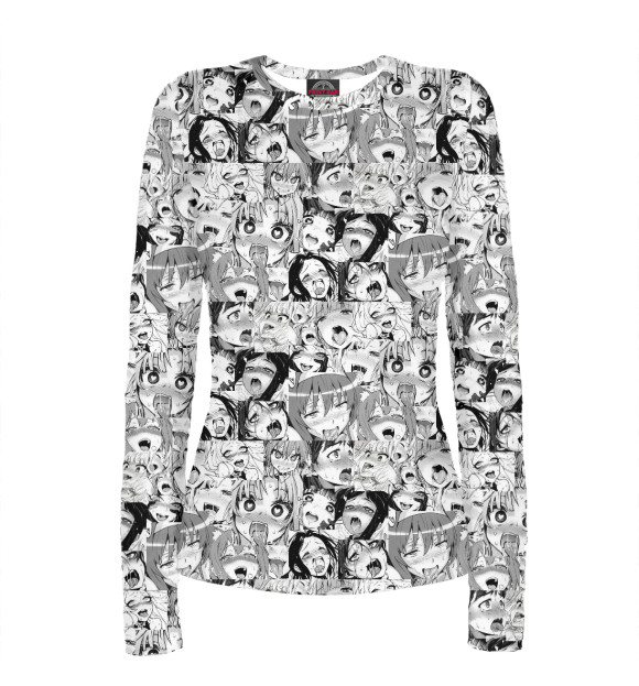 Женский лонгслив с изображением Ahegao (Ахегао) цвета Белый